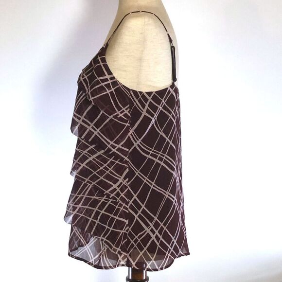 Brown NY & Co Sheer Layered Tank Top Small - Picture 3 of 6